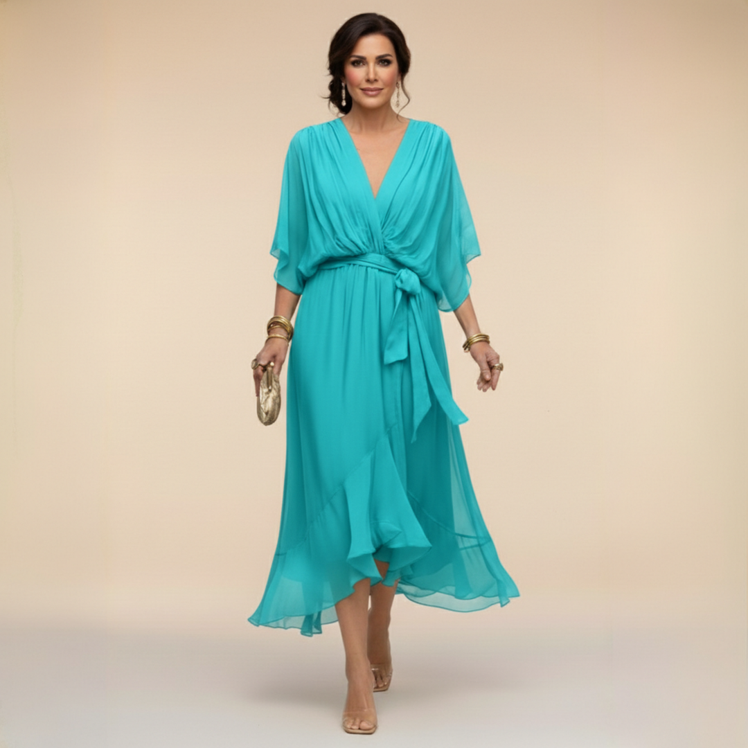 Monica™ | Robe en chiffon élégante à col en V