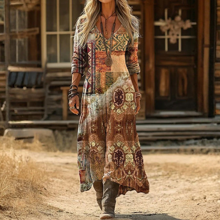 Evelyn | Robe décontractée à manches longues inspirée du vintage