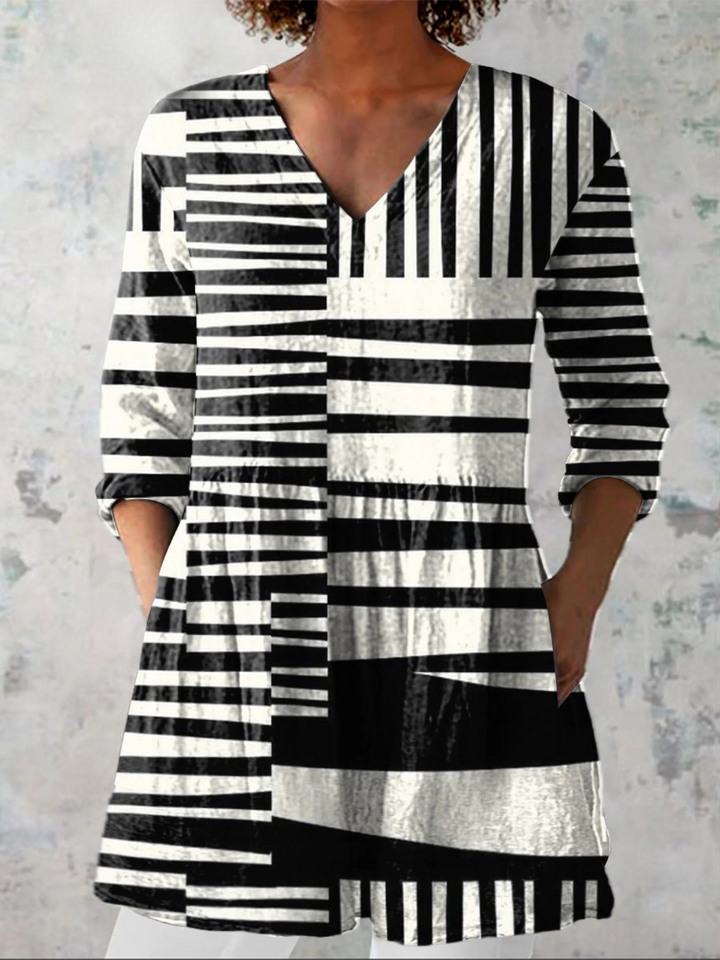 Capri | Chemise Col V Longue Vintage