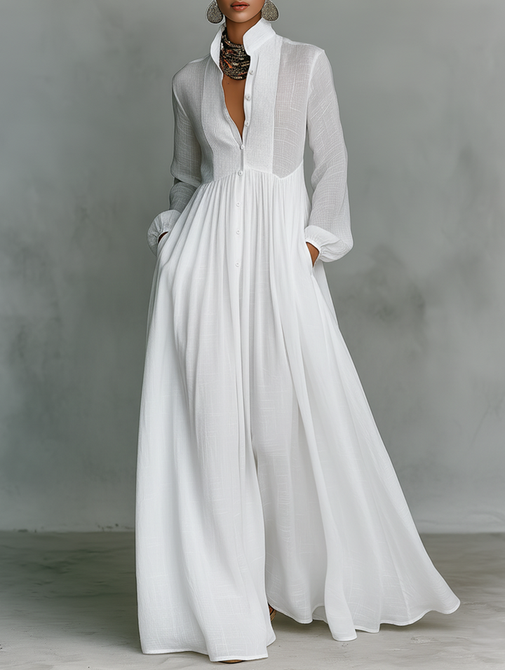 Serena | Robe Maxi à Boutons Fluide