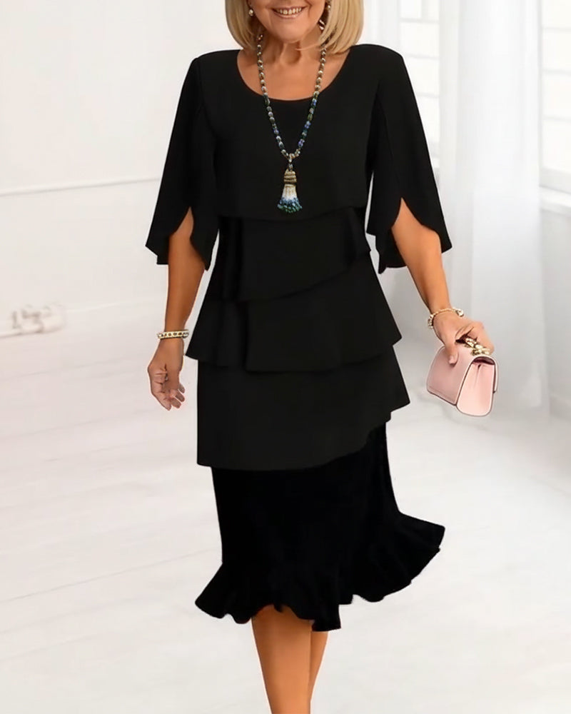 Anna | Robe midi élégante à volants