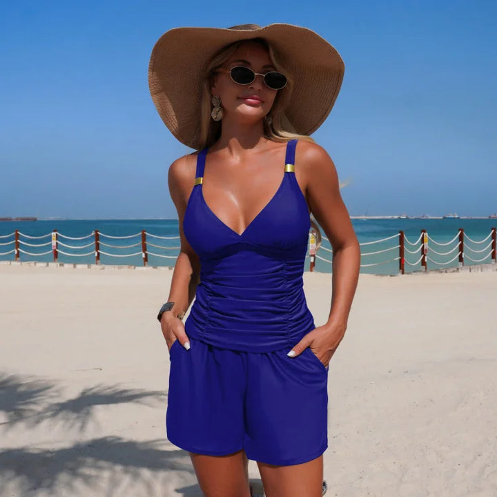 Harper | Ensemble de tankini froncé avec poches