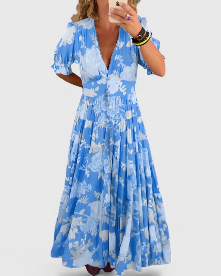 Minelda – Robe fleurie col V