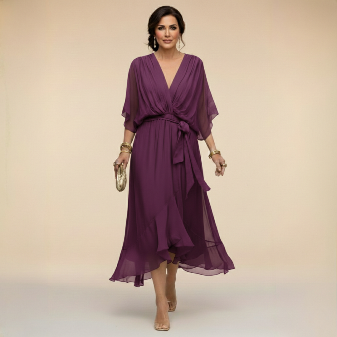 Monica™ | Robe en chiffon élégante à col en V