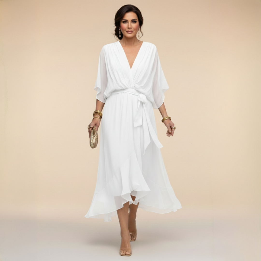 Monica™ | Robe en chiffon élégante à col en V