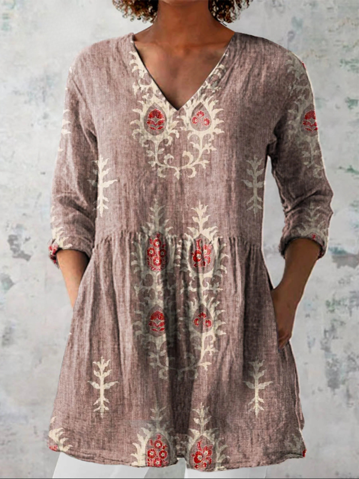 Maeve | Chemise Col V Longue Vintage