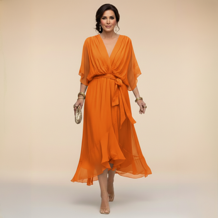Monica™ | Robe en chiffon élégante à col en V