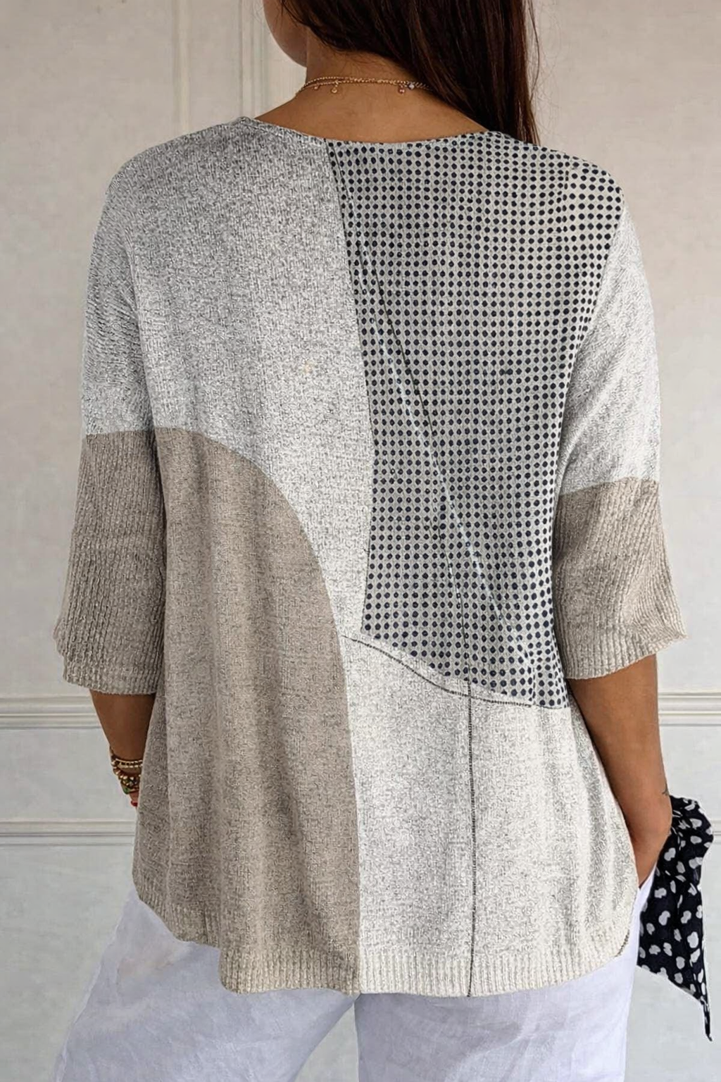 Pull décontracté en maille avec motif géométrique abstrait pour femmes