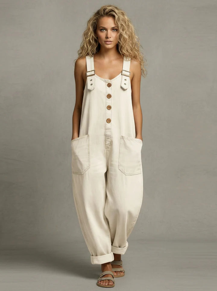 Moxelle | Combinaison en denim ample avec bretelles et poches