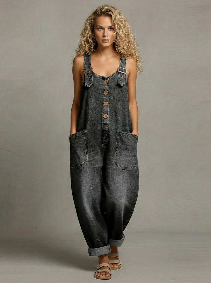 Moxelle | Combinaison en denim ample avec bretelles et poches