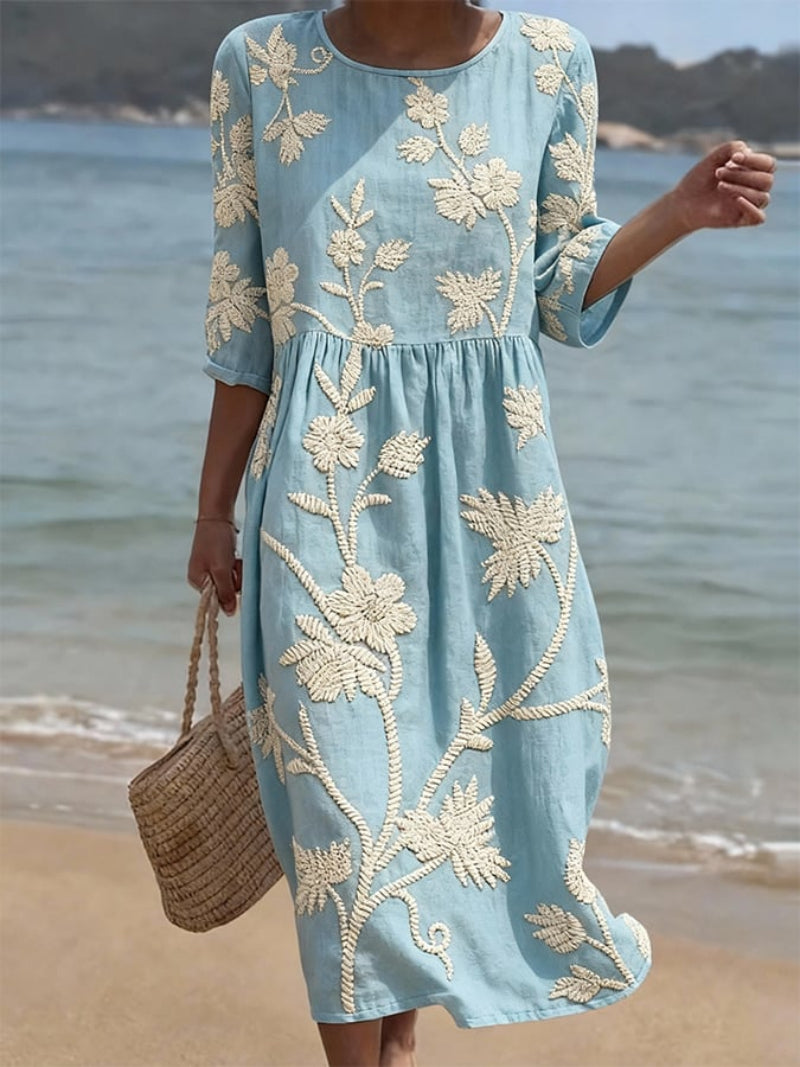 Raquel | Robe vintage avec imprimé brodé