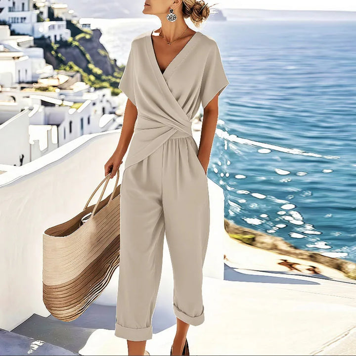 Colleen™ Ensemble Élégant en Deux Pièces | Haut Croisé et Pantalon Court