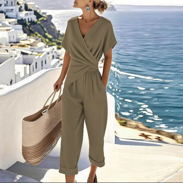 Colleen™ Ensemble Élégant en Deux Pièces | Haut Croisé et Pantalon Court
