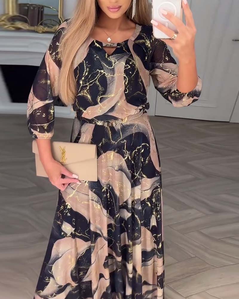 Marivelle™ | Robe Imprimée à Taille Marquée