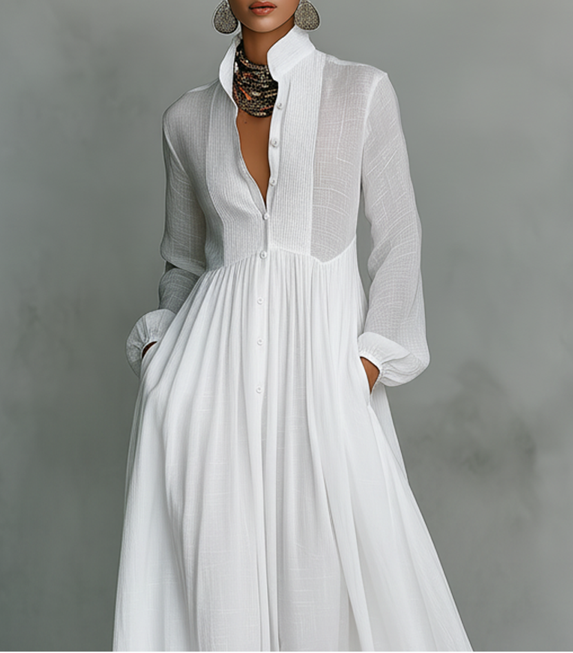 Serena | Robe Maxi à Boutons Fluide