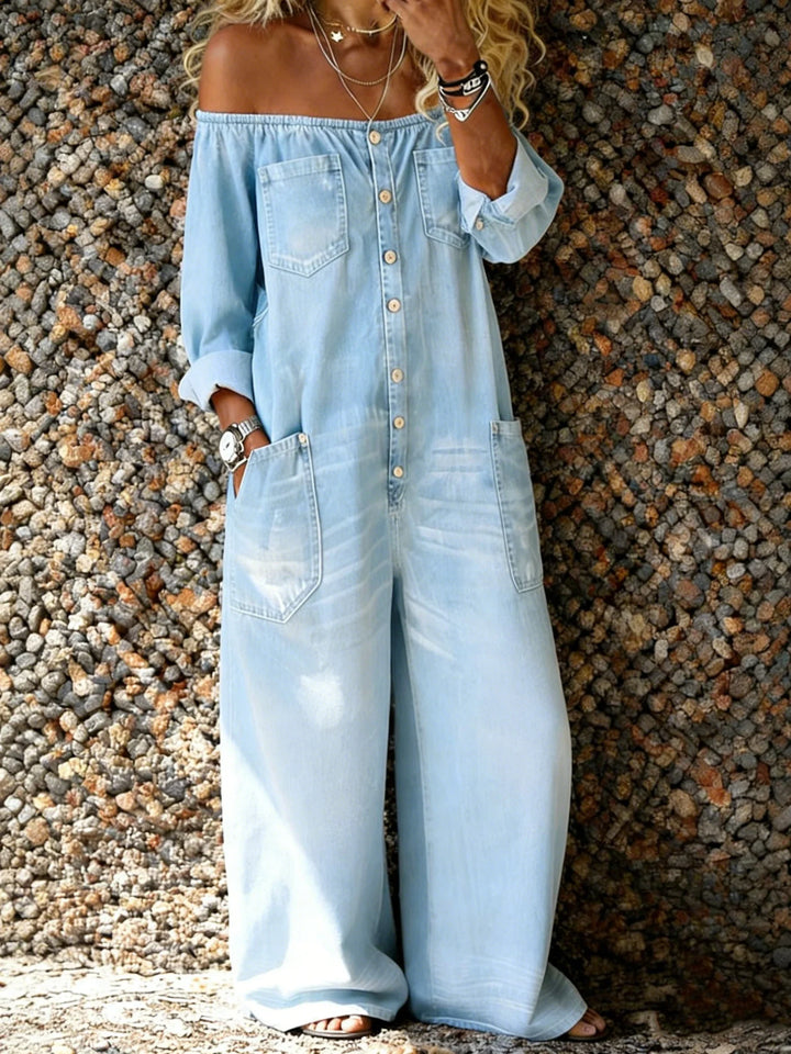 Noa | Combinaison en Jean avec Décolleté Off-Shoulder