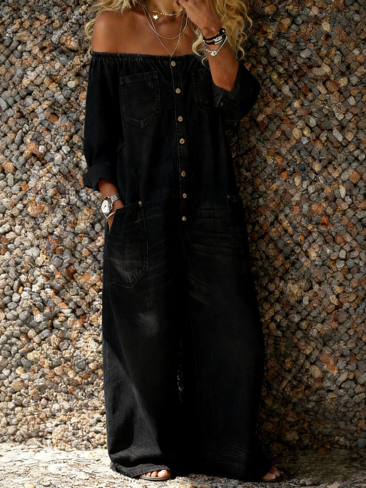 Noa | Salopette en Jean avec Décolleté Off-Shoulder