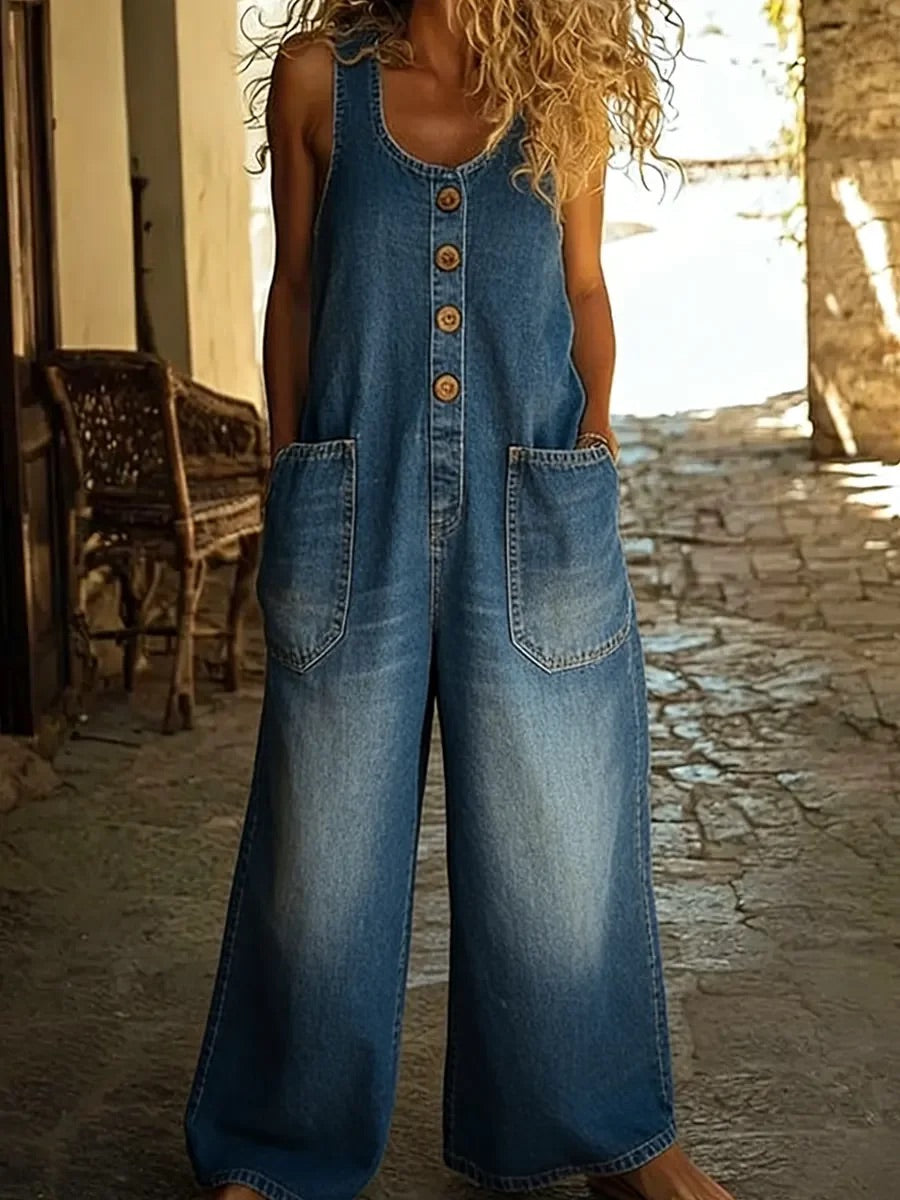 Lenna – Salopette en denim de coton vintage