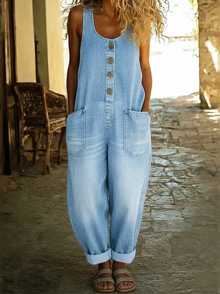 Lenna – Salopette en denim de coton vintage